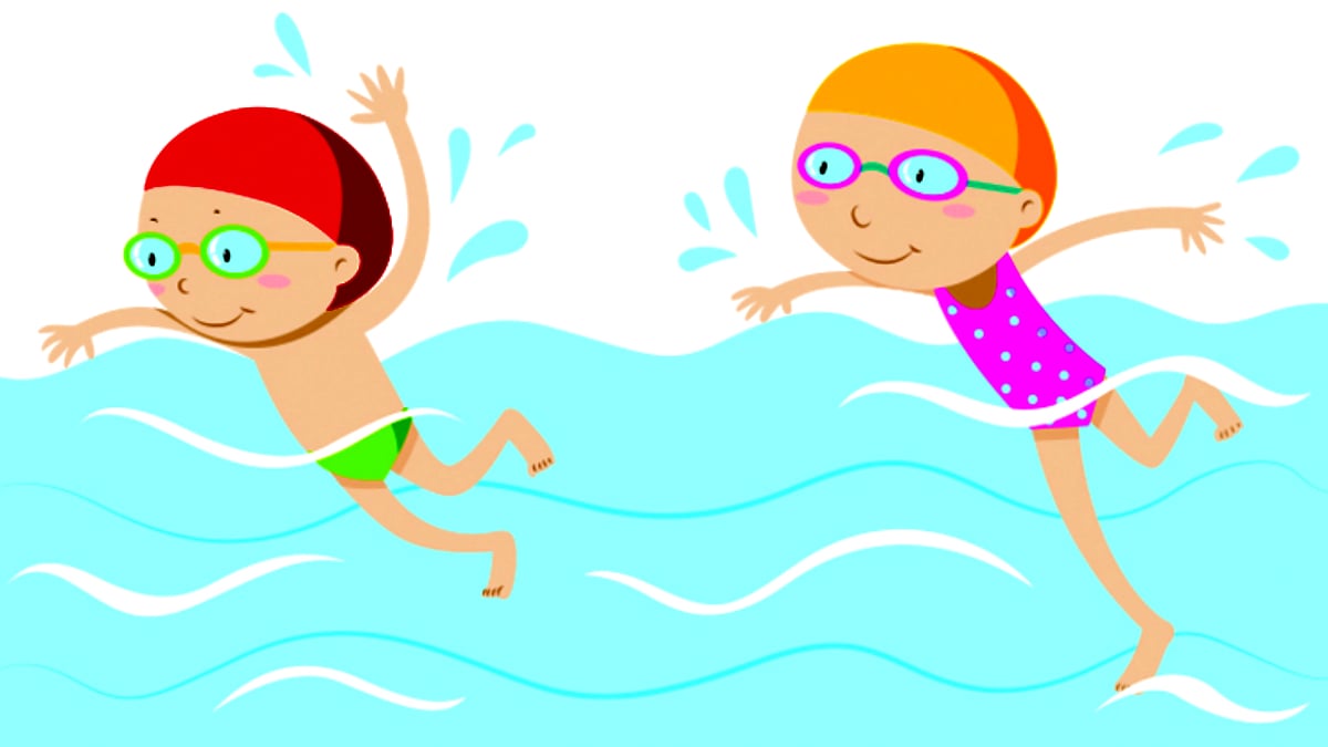 Дети плавают на прозрачном фоне