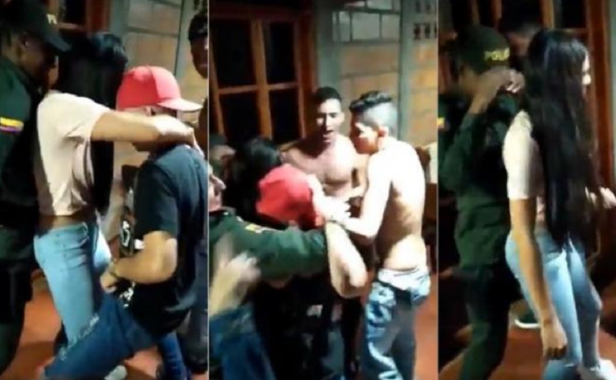 Policías colombianos acuden a detener fiesta prohibida por Covid y terminan...