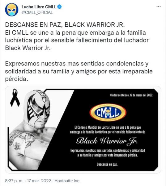 La lucha mexicana está de luto, fallece Black Warrior Jr a los 24 años | El  Gráfico Historias y noticias en un solo lugar