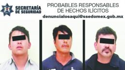 Detienen a tres acusados por robo y secuestro a taxista, en el municipio de Chapultepec