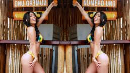 Brenda Zambrano casi deja su seno al descubierto por culpa de su bikini