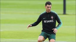 Cristiano durante el entrenamiento con su selección