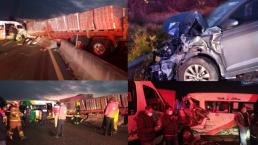 Chofer de tráiler se queda dormido y provoca accidente en Edomex, reportan varios heridos