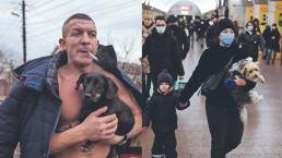 Ucranianos huyen para salvar a sus seres amados, tanto humanos como animales