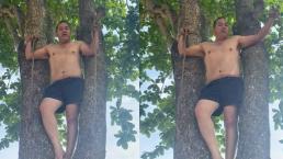 Ambientalistas se crucifican en árboles para defenderlos de la SEDATU, en Oaxaca