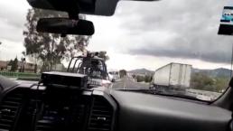 Video desde patrulla que persiguió a asaltantes de Hidalgo a Tecámac, les dispararon 30 veces