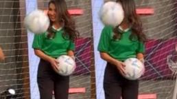 Laura G recibe tremendo balonazo en la cara, durante pleno programa en vivo