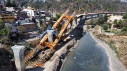 Obras del tren interurbano sufre otro accidente, cámara capta el momento exacto