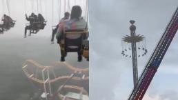 ¡Atrapados en el aire! Por fuertes lluvias los dejan colgados de juego en Six Flags