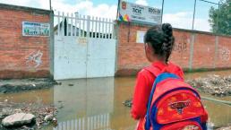 Posponen regreso a clases en Chalco por inundaciones en escuelas y calles