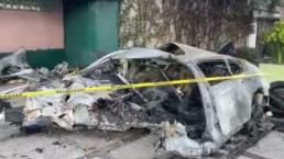 Conductor rápido y furioso estrella su BMW y arde en llamas en la Miguel Hidalgo 