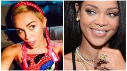 Miley Cyrus y Rihanna lucen sus atributos en vestidos transparentes